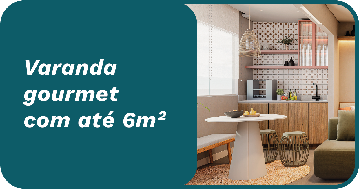 Varanda gourmet com até 6 metros quadrados